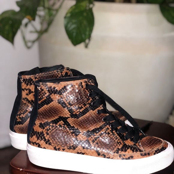 Rag & Bone Army Hi top Snake Embossed leather women's sneakers US 7.5/ 38 - Picture 6 of 7